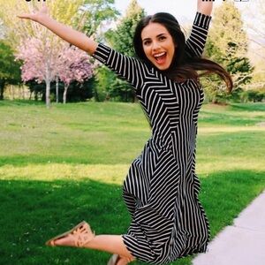 Anthropologie Saturday Sunday pieced stripe midi dress Sz L